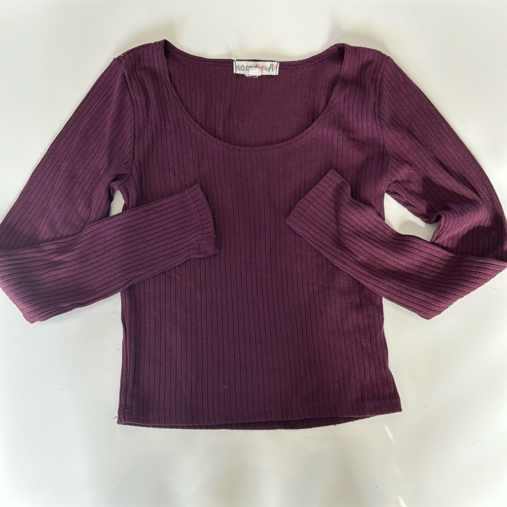 Burgundy Women’s Long Sleeve Cropped Shirt